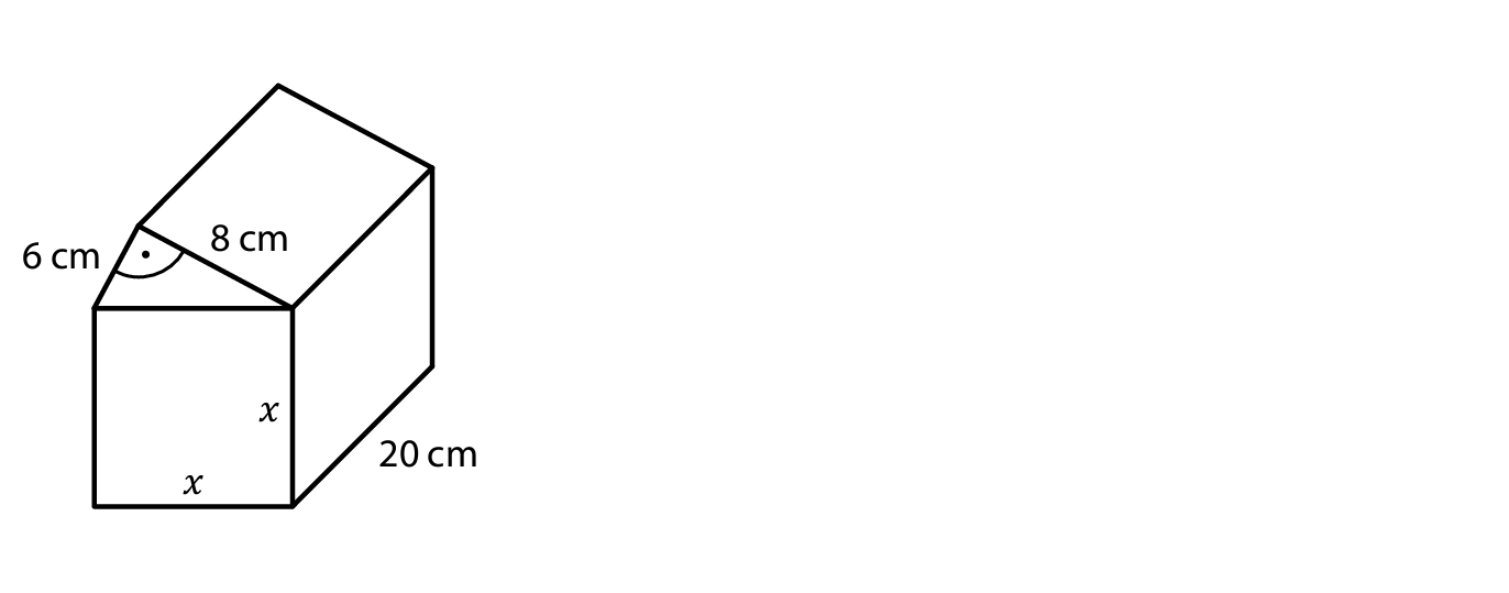 Domeček z pravidelného čtyřbokého a kolmého trojbokého hranolu