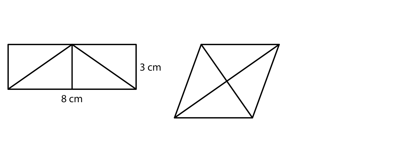 Obdélník ze čtyř trojúhelníků a kosočtverec