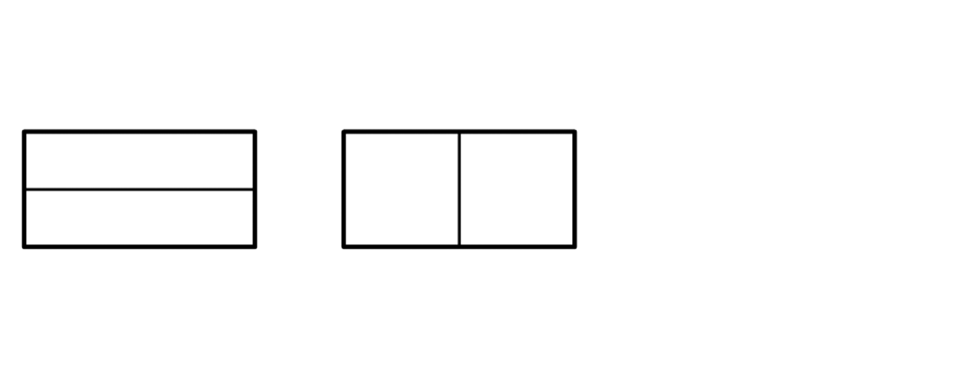 Velký obdélník rozdělený na menší obdélníky a čtverce