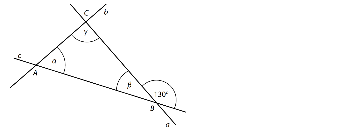 Trojúhelník ABC s přímkami a, b, c