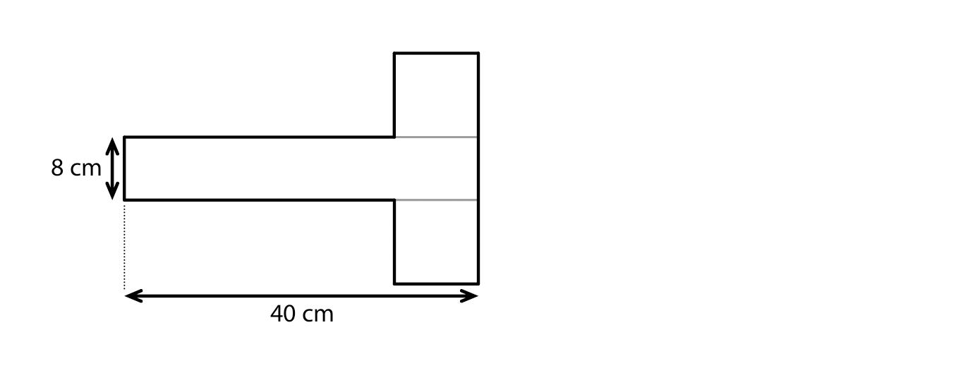 Síť kolmého čtyřbokého hranolu – dva čtverce a obdélník 40 cm × 8 cm