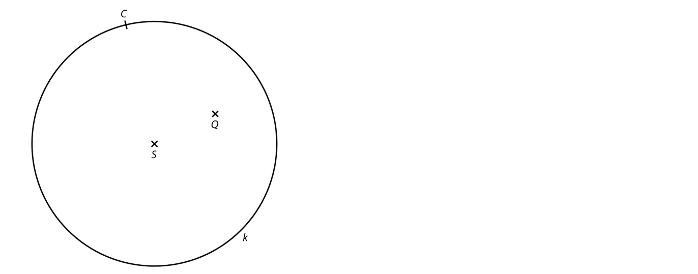 Kružnice k se středem S, body C a Q