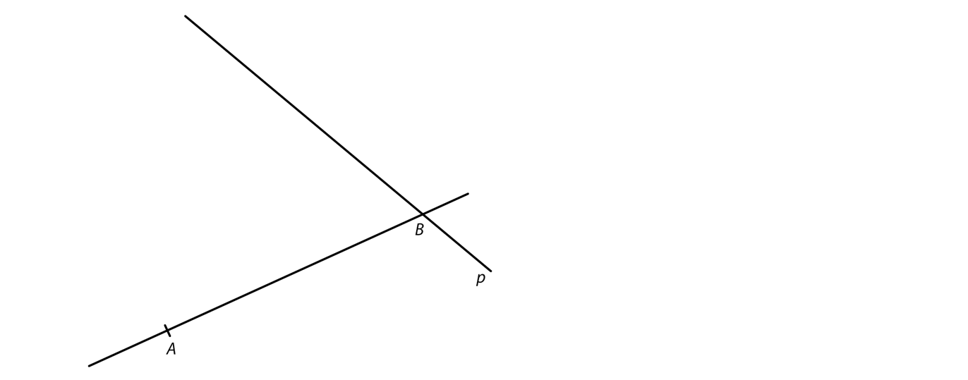 Přímka AB a přímka p procházející bodem B