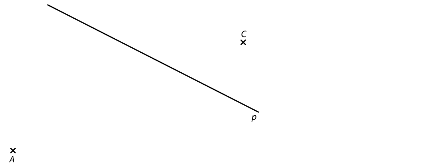 Body A, C a přímka p v rovině