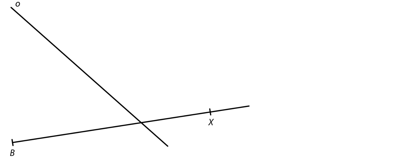 Polopřímka BX a přímka o v rovině