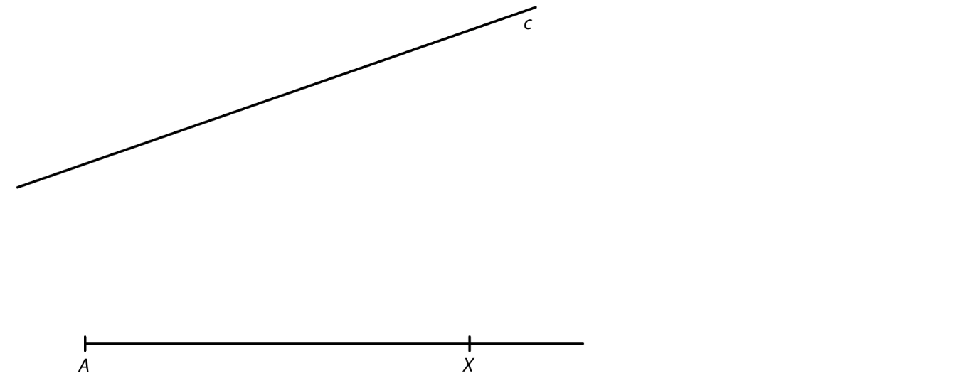 Přímka c a polopřímka AX v rovině