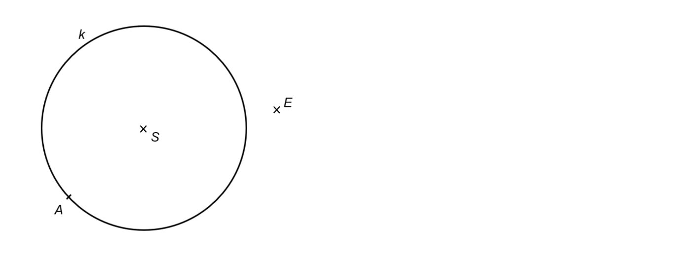 Kružnice k s body A, S a E
