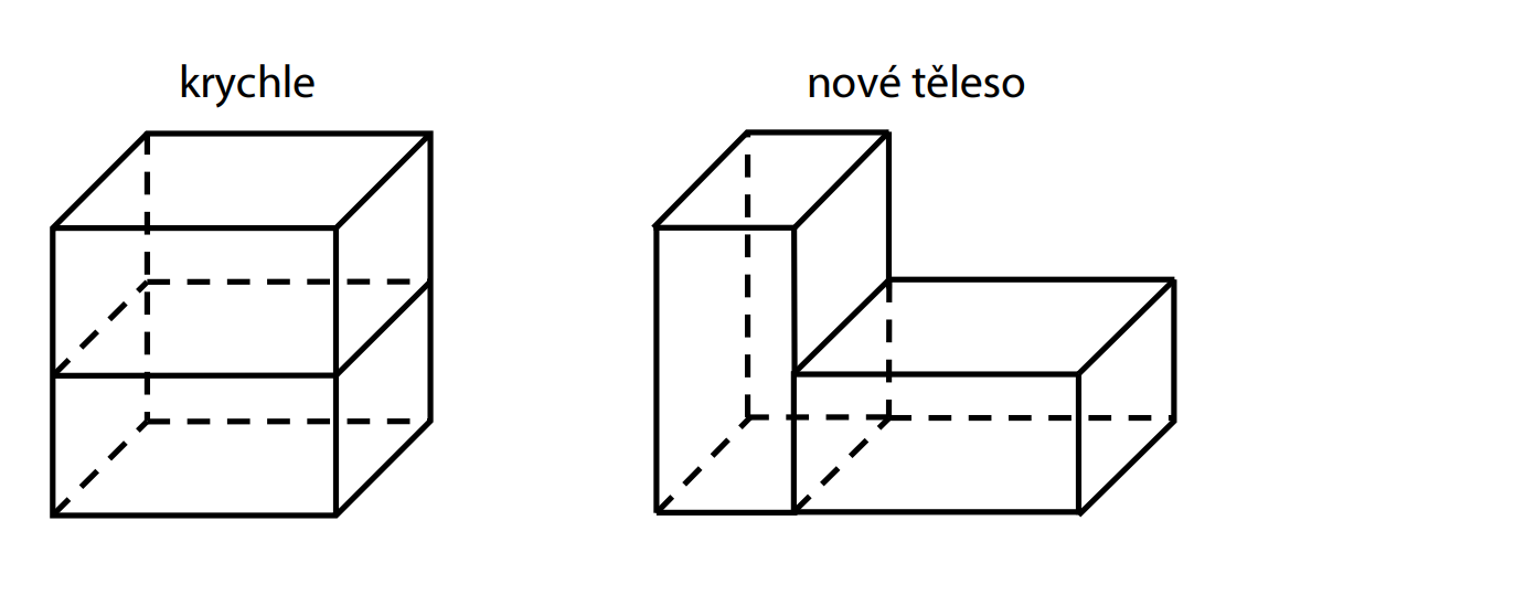 Krychle a nové těleso ze dvou hranolů