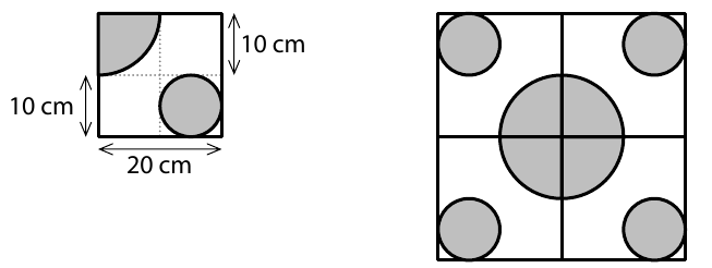 Dlaždice s čtvrtkruhem a malým kruhem – jednotlivá a ve čtveřici