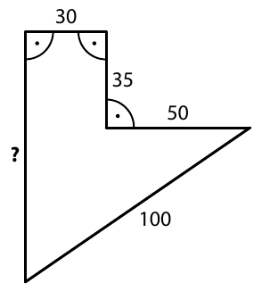 Uzavřený okruh z 5 rovných úseků s počty kroků 30, 35, 50, 100