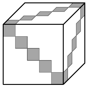 Krychle s šedými čtverci podél úhlopříček stěn